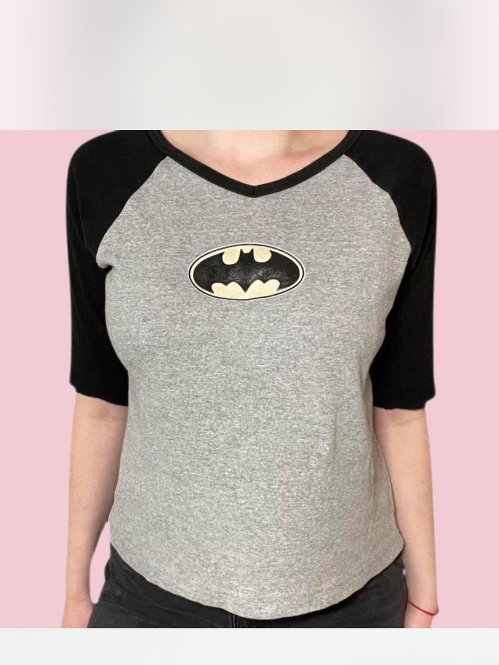 Vintage Batman Raglan Tee - Gray & Black